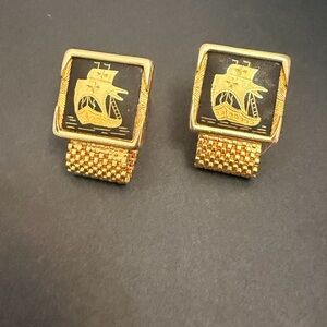 Gold and Black Ship Cufflinks